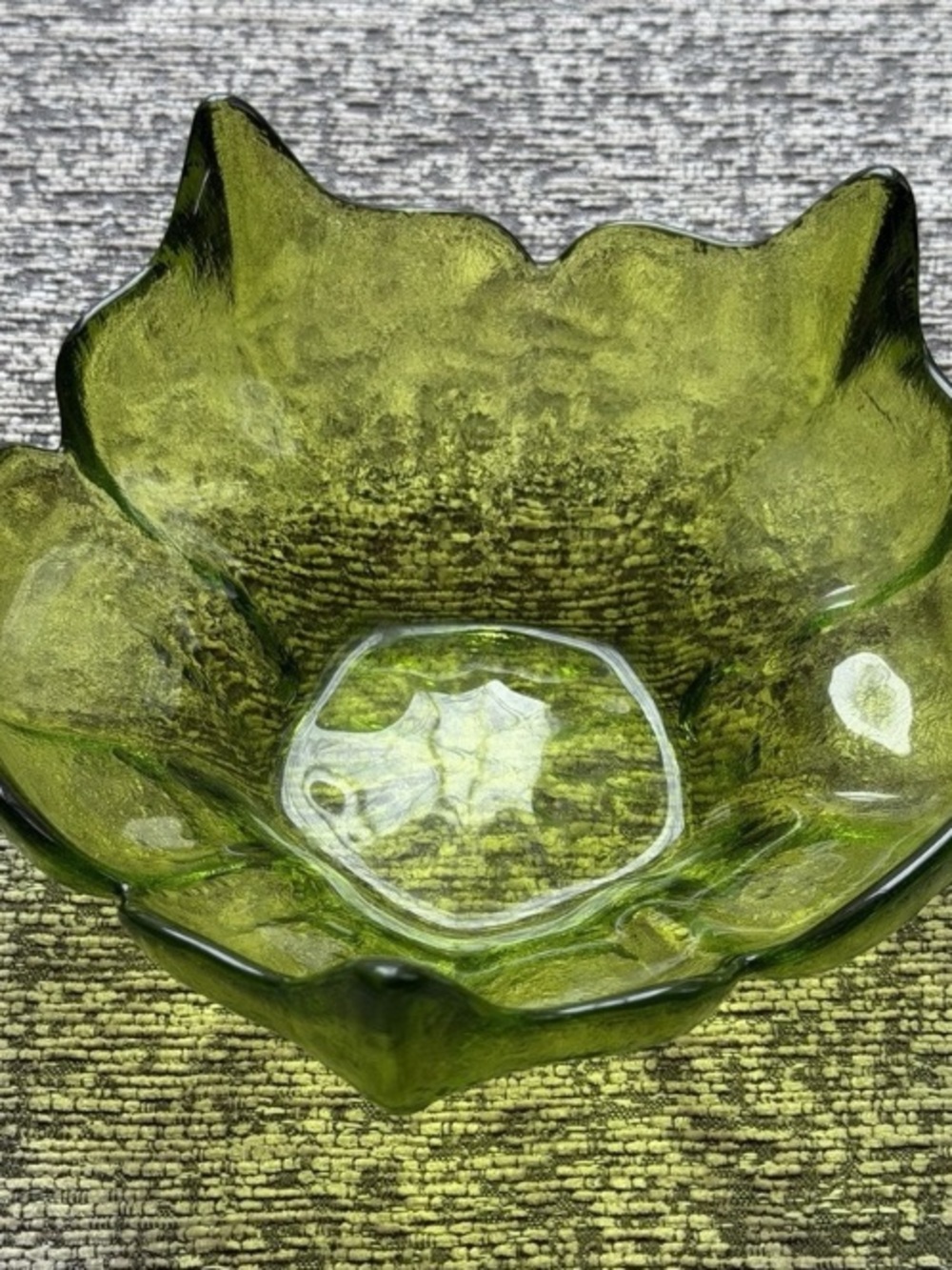 Hand-Blown Green Glass Decorative Bowl - Home Art